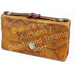 Vintage hand carved western purse with sterling silver engraved hardware, finely braided slip knot h