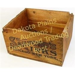Good early wooden crate embossed Sanfords Inks from the old Lown Hardware store, Spearfish S.D., 9"X