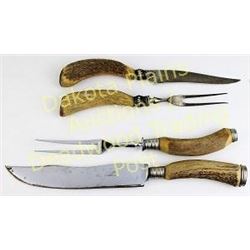 2 meat carving sets both stag handle, earliest marked Winchester.  Est. 50-125