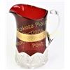 Image 1 : large antique ruby stained water pitcher with painted gold band, 8.5" tall, condition is very good, 