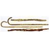 Image 3 : Collection of 4 wood canes including carved diamond willow rattlesnake, Miller Stockman Supply and C