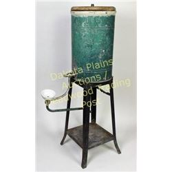Antique water cooler fountain on original stand from Akaska, S.D. country school, remains complete a