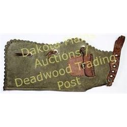 Cute childs batwing chaps showing considerable age unmarked with spotted belt leather conchos and ou