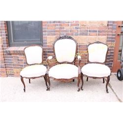 Collection of 3 Victorian carved parlor chairs in  Rosewood  rococo style with carved crests, includ