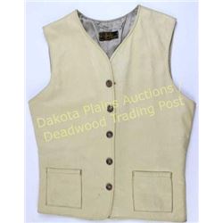 Fine custom vintage leather vest made by Heldt Taxidermist Sioux Falls, S.D., size medium.  Est. 50-