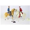 Image 1 : Collection of 2 1950's Hartland Roy Rogers figures with horses and saddles, condition is near fine. 