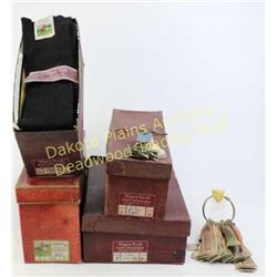 New old stock Wayne Knit Pony brand kids stockings original boxes with salesman sample fabric and co