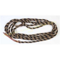 Braided horse hair rope 15', black, white, and brown, mint unused condition.  Est. 75-150