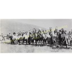 Large black and white photo "Nez Perces Warriors No. 2" 1906 Major Moorhouse, shrink wrapped to card