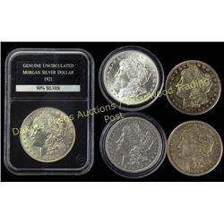 Collection 5 Morgan silver dollars Est. 75-150
