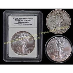 Collection of 3 silver eagle dollars Est. 50-100