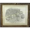 Image 1 : Pencil drawing lithograph 10/650 by Thomas Voorlis in custom barnwood frame, 16"X21".  Est. 50-100