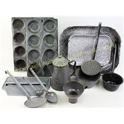 Collection of antique granite ware Est. 25-100