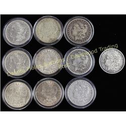 Collection of 10 Morgan silver dollars Est. 175-275