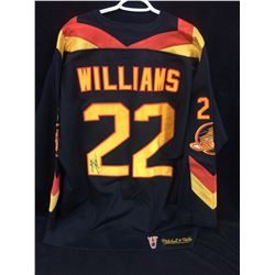 DAVID  TIGER  WILLIAMS AUTOGRAPHED CANUCKS HOCKEY JERSEY (MITCHELL & NESS)