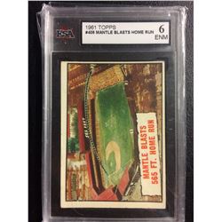 1961 TOPPS #406 MANTLE BLASTS HOME RUN (6 ENM) KSA