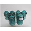 Image 1 : 6 Hemingray + Brooksfield blue glass insulators