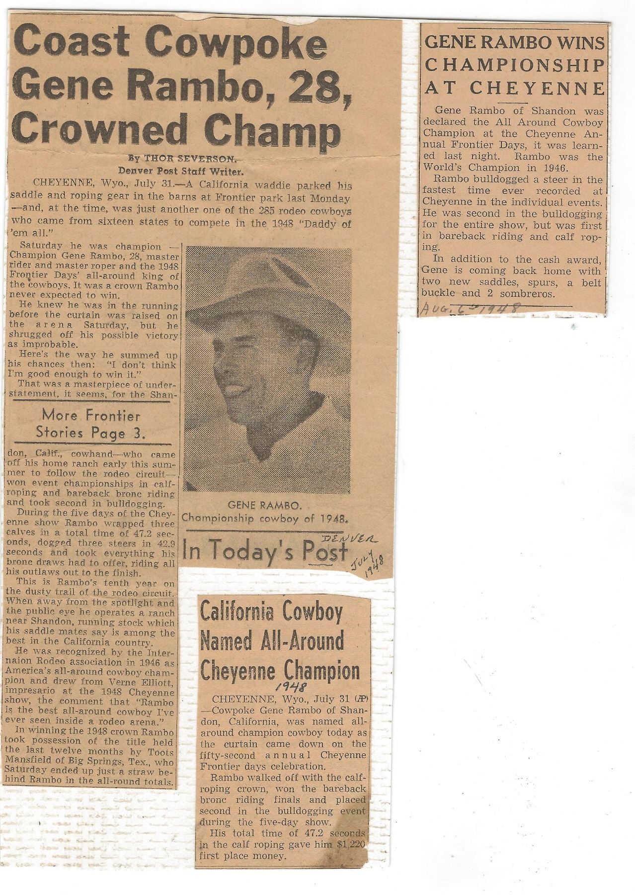Gene Rambo's 1948 Cheyenne Frontier Days Trophies
