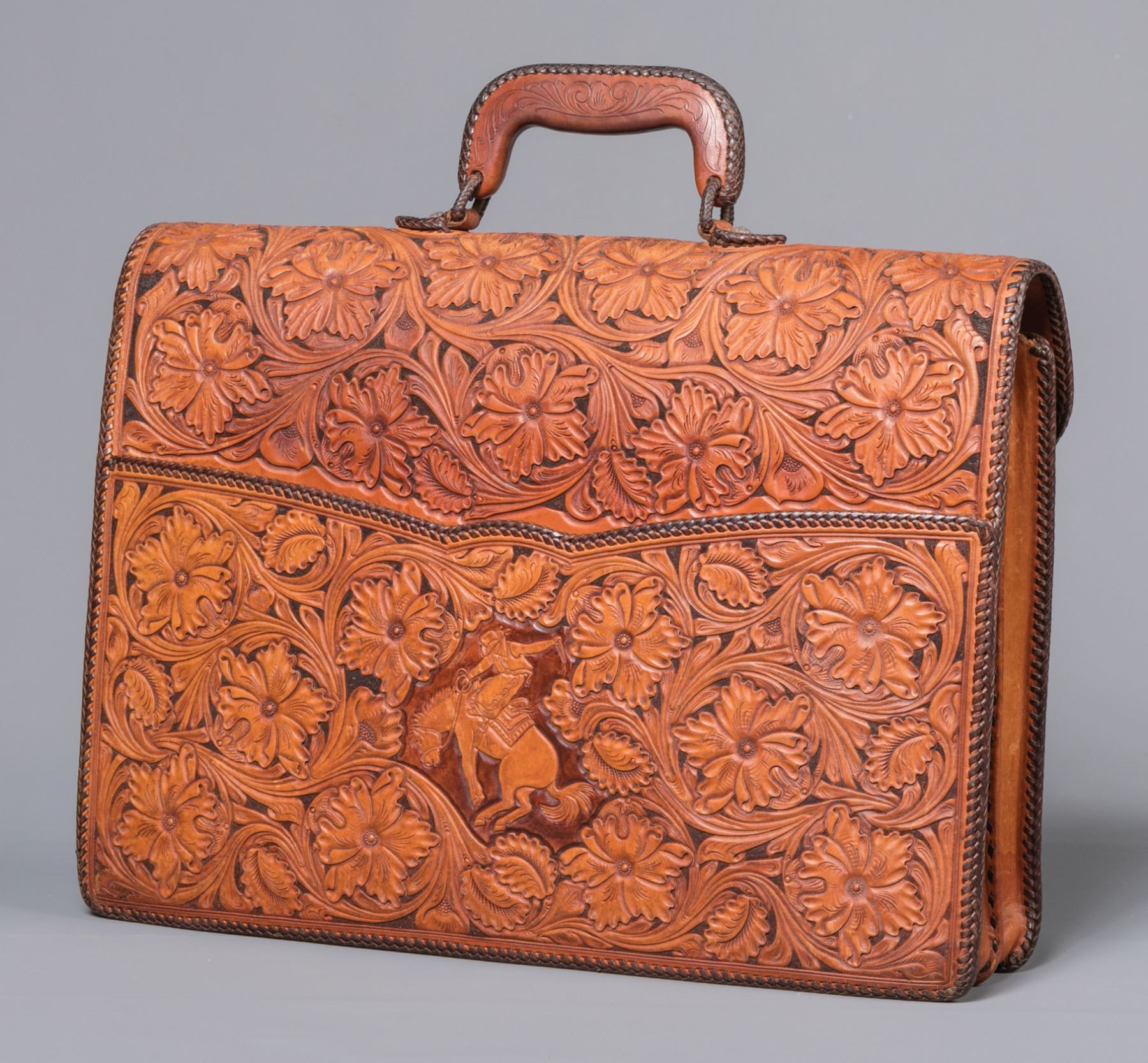 hand tooled leather briefcase