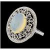 Image 1 : 3.83 ctw Opal and Diamond Ring - 14KT White Gold