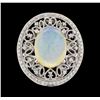 Image 2 : 3.83 ctw Opal and Diamond Ring - 14KT White Gold