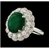 Image 1 : 6.06 ctw Emerald and Diamond Ring - 14KT White Gold