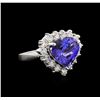 Image 1 : 8.00 ctw Tanzanite and Diamond Ring - 14KT White Gold