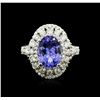 Image 1 : 14KT White Gold 3.47 ctw Tanzanite and Diamond Ring