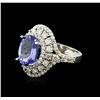 Image 2 : 14KT White Gold 3.47 ctw Tanzanite and Diamond Ring