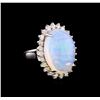 Image 1 : 10.60 ctw Opal and Diamond Ring - 14KT White Gold