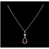 Image 2 : 6.47 ctw Ruby and Diamond Pendant With Chain - 14KT White Gold