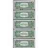 Image 2 : Lot of (5) Consecutive 1957 $1 Silver Certificate Notes Uncirculated