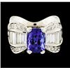 Image 2 : 2.26 ctw Tanzanite and Diamond Ring - 14KT White Gold