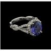 Image 1 : 3.03 ctw Tanzanite and Diamond Ring - 14KT White Gold