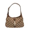 Image 1 : Gucci Brown Beige Monogram Canvas Leather Mini Jackie Bag