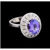 3.54 ctw Tanzanite and Diamond Ring - 14KT White Gold
