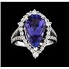 Image 2 : 4.16 ctw Tanzanite and Diamond Ring - 14KT White Gold