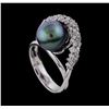 Image 4 : Pearl and Diamond Ring - 14KT White Gold