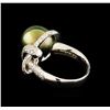 Image 3 : Tahitian Pearl and Diamond Ring - 14KT White Gold