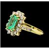 Image 1 : 1.40 ctw Emerald and Diamond Ring - 14KT Yellow Gold