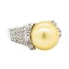 Image 1 : 1.40 ctw Diamond and Pearl Ring - 14KT White Gold