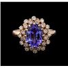 Image 2 : 3.03 ctw Tanzanite and Diamond Ring - 14KT Rose Gold