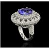 Image 3 : 6.24 ctw Tanzanite and Diamond Ring - 14KT White Gold