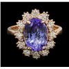 Image 2 : 4.45 ctw Tanzanite and Diamond Ring - 14KT Rose Gold