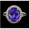 Image 2 : 4.65 ctw Tanzanite and Diamond Ring - 14KT White Gold