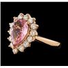 Image 1 : 1.32 ctw Pink Tourmaline and Diamond Ring - 14KT Rose Gold