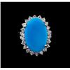 Image 2 : 7.52 ctw Turquoise and Diamond Ring - 14KT White Gold