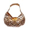 Image 1 : Cesare Paciotti Orange Metallic Leather Leopard Print Small Shoulder Handbag