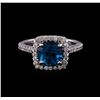 Image 2 : 2.85 ctw London Blue Topaz and Diamond Ring - 14KT White Gold