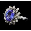 Image 1 : 3.21 ctw Tanzanite and Diamond Ring - 14KT White Gold